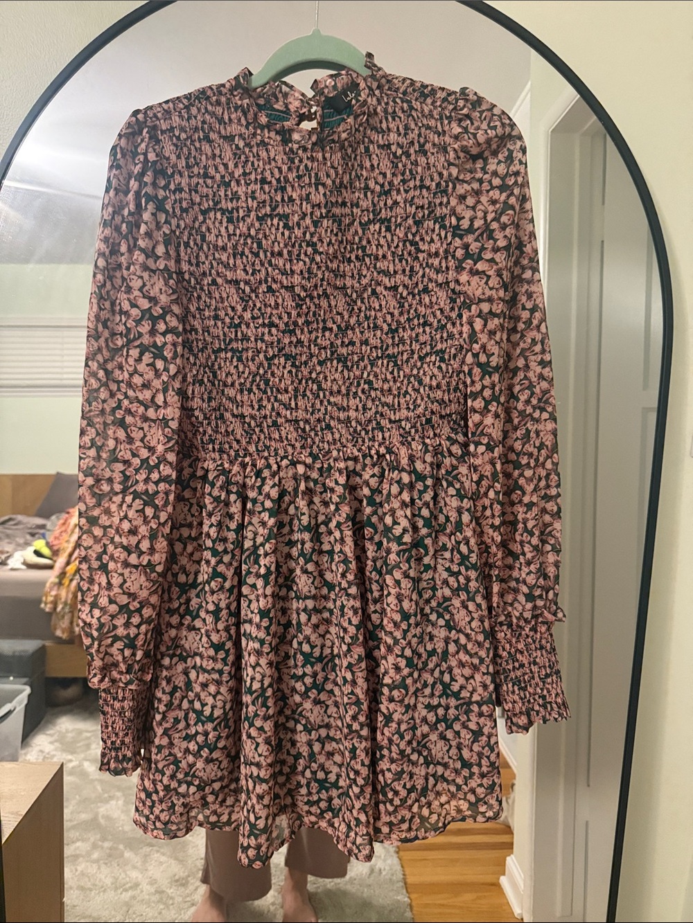 Lulu's Pink Floral Smocked Mini Dress